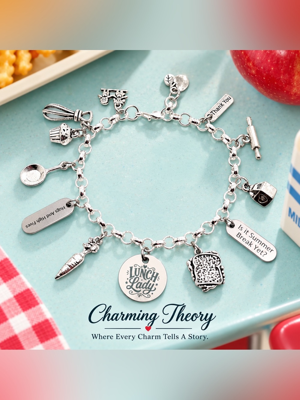 Lunch Lady Cafeteria Worker Charm Bracelet